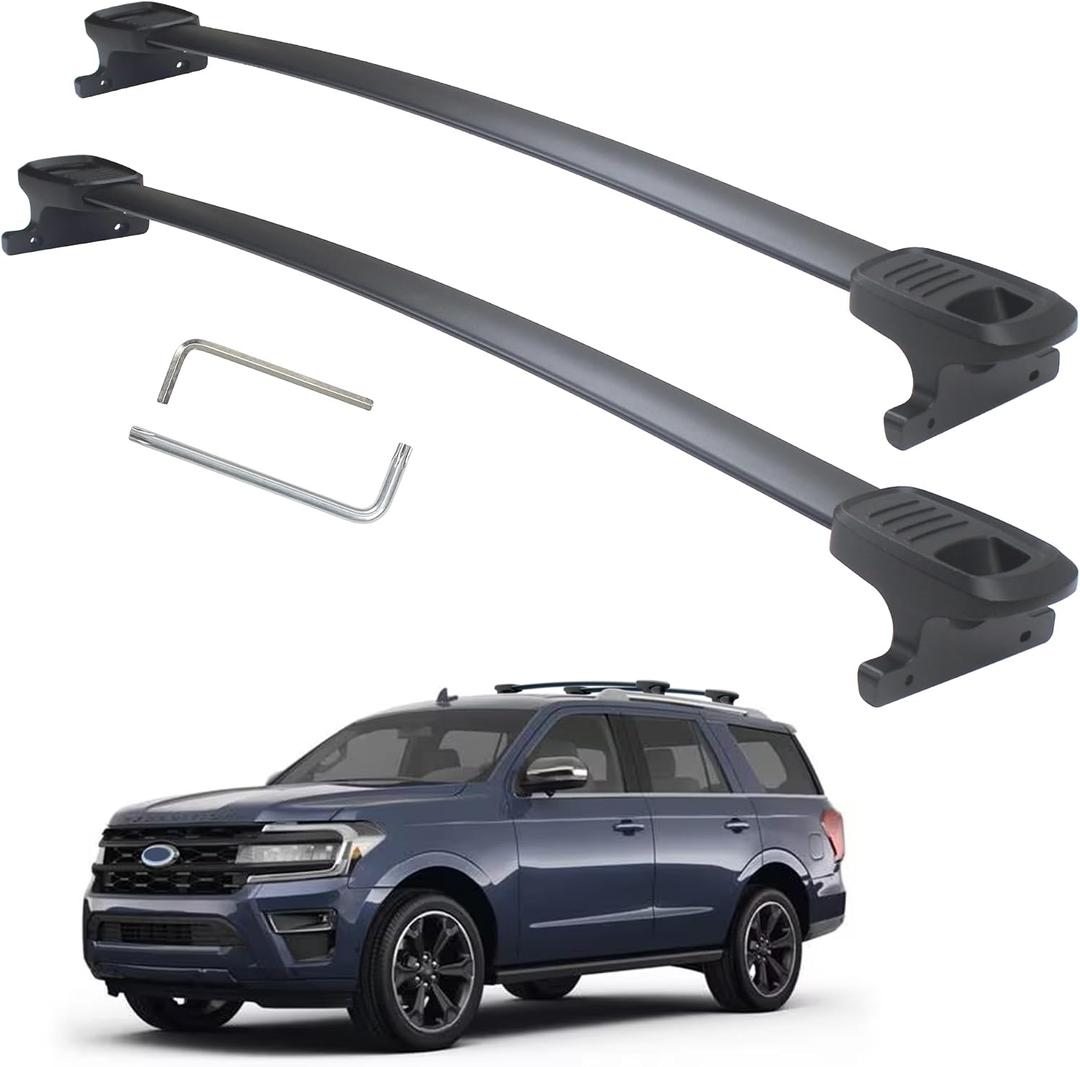 Heavy Duty 300lb Loading Weight Roof Rack Crossbars, Compatible with Ford Expedition/Max 2018-2026 & Lincoln Navigator 2018-2024, Anti-Corrosion,Full Aluminum Black Matte Finishing