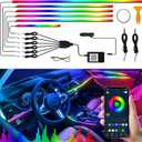 Interior LED Strip Lights, Acrylic LED Lights with Wireless APP Dynamic Dreamcolor Chasing 6 in 1 Car Ambient Lighting Kits, 175 inches 593 LED Sound Active Function Neon Lights