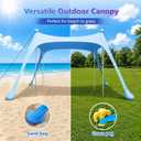 Beach Tent Sun Shelter, UPF50+ Beach Canopy with Beach Mat, 10x10FT Beach Shade, Sun Canopy with Carry Bag, Windproof Rope, for Camping Trips, Fishing, Backyard Fun Picnics, Sky Blue