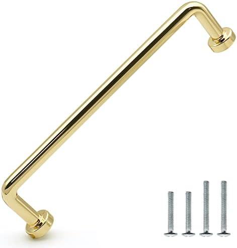 FURFITT 10 Pack Polished Brass Cabinet Handles 5 Inch/128mm Hole Center