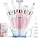 Face Razors for Women, BestMal Bikini Trimmer 5 in 1 Wet/Dry Electric Shaver Razors for Face Nose Eyebrow Beard Mustache Arm Leg Armpit Pubic Area Painless Rechargeable Facial Hair Removal for Women