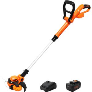 GARCARE Cordless String Trimmer & Edger, Grass Trimmer with 4.0Ah Li-ion Battery and 1 Hour Quick Charger, 25CM Cutting Width, 20V