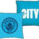 Manchester City FC Official Blue Cushion, Super Soft Reversible 2 Sided, Soccer Club Crest Design, Perfect for Any Bedroom, Sofa or on The Bed 16 x 16 INCHES (Square)