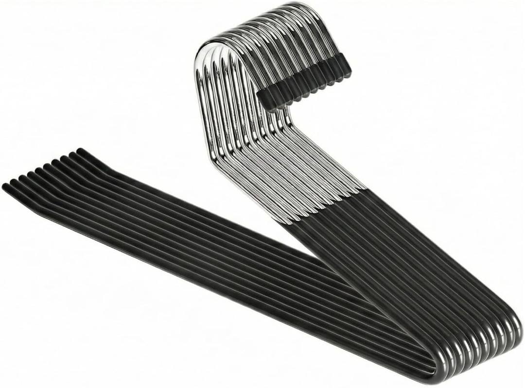 Open Ended Pants Hangers 20 Pack Non Slip Pants and Jean Hangers for Closet Space Saving Clothes Hanger Strong, Durable, Organize Your Closet and Save Space Skirt Hangers Black (20)