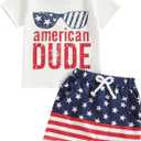 Springcmy Toddler Baby Boy Girl 4th Of July Outfits Set Independence Day Short Sleeve T-shirt Shorts Set Summer 2Pcs Clothes (18-24 Months)