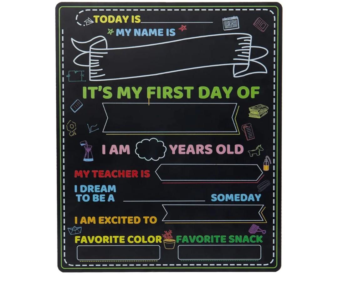 First & Last Day of School Chalkboards, 10''-12'' Double Sided Back to School Sign for Kids/Boys/Girls with Chalk Erasable Reusable Painting Board Message Board (Style 4)