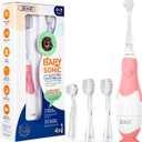 SEAGO Toddler Electric Toothbrushes for Baby Ages 0-3 Years, Baby Toothbrush with Smart Timer and Suction Base, 4 Replacement Brush Heads SG-513(Pink-C)