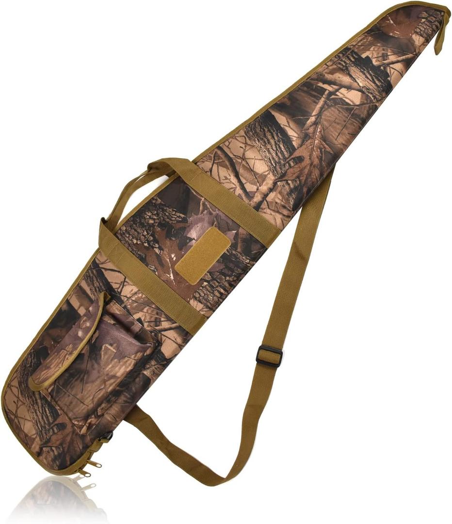 AUMTISC Soft Rifle Gun Case, 41/45/49 Inch Shotgun Carrying Bag for Scoped Rifles with Adjustable Shoulder Sling (52"-Fits Rifle Up To 49", Tan)