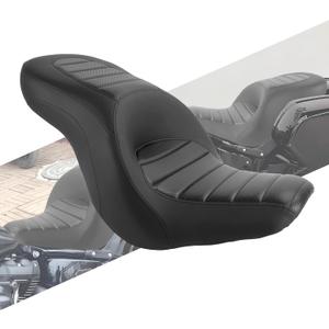 One-Piece Rider Passenger Seat Fit for Harley Softail Sport Glide FLSB Low Rider FXLR FXLRS FXLRST 2018-2024 Black Leather Cushion with Striped Stitching