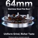 MOKKOM Professional 64mm Flat Burr Coffee Grinder with 100 Grind Settings, All-Metal Stainless Steel Body, Coffee Bean Grinder with Adjustable Electronic Timer, Anti-Static, LED Display