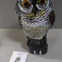 Garden Fake Owl Sculpture with 360° Rotating Head, Waterproof Moving Garden Owl, Outdoor Statue for Yard Patio Balcony Roof Barn Driveway (Medium)