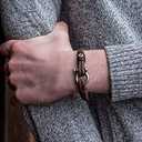 Mens Rope Bracelet - Stainless Steel Silver Shackle, Extremely Durable and Scratch Resistant Waterproof Paracord, Handmade, Nautical Wristband for Men (Chocolate)