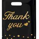 Thank You Bags for Business Small Shopping Bags 100 Pack, 9" x 12" Plastic Merchandise Gifts Bag for Packaging Products, Retail Boutique for Wholesale Clothes Stores, Polka Dot, Black