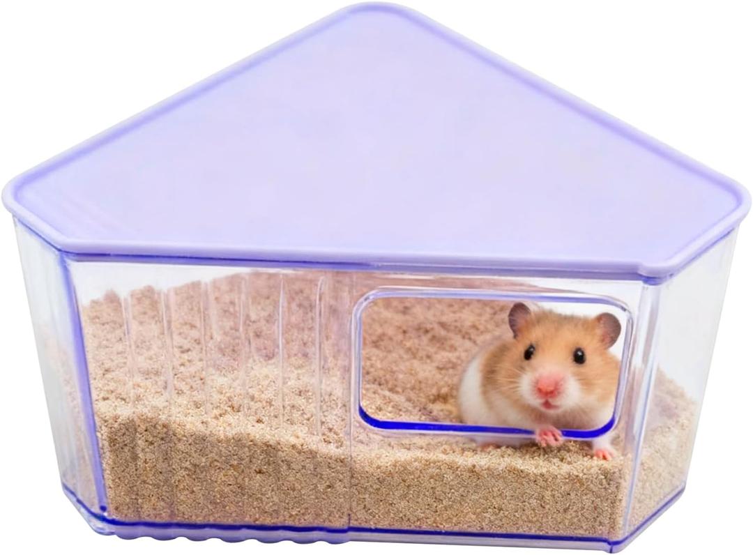 Hamster Toilet Sand Bath Box,Small Animal Bathroom & Digging Room Hamster Sand Bath Container Acrylic Critter's Sand Bath Shower Room Dwarf Syrian Rat Hideaway Gerbil, SyrianHamster, Guinea Pigs