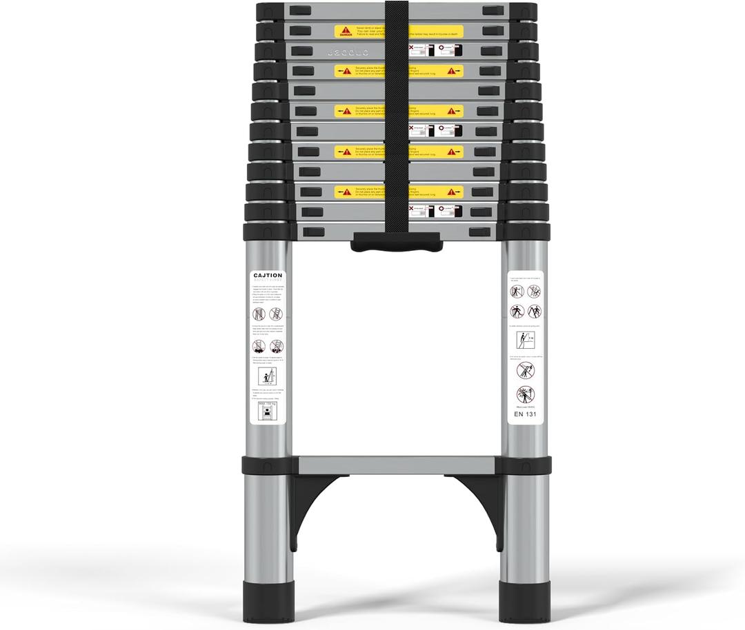 JADDUO Telescoping Ladder, 16.5 FT, Rectangular, Heavy Duty, Silver