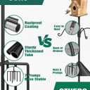 Breeze Touch 108in Heavy Duty Bird Feeder Pole with Squirrel Proof Baffle, 4 Shepherd Hooks, Garden Pole for Bird Watching