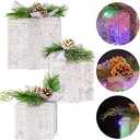FUNPENY Set of 3 Christmas Lighted Gift Boxes, Plug in 60 LED Light Up Tinsel Present Box Decorations for Outdoor Indoor Christmas Tree, Yard, Home Decor (Max. Size 7.5 x 7.5 x7.1 Inch) (Multicolor)