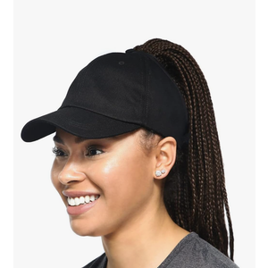 Satin Lined Baseball Hat for Women | Ponytail Hat for Curly Natural Hair | Backless Cap | Curl Hair Cap Black | One Size Fits All