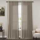 Extra Long Curtain 108 Inches Long 2 Panels Set Back Tab Khaki Linen Drapes for Living Room Neutral Farmhouse Light Filtering Semi Sheer Linen Curtains 108 Inch Length for Large Window 9 FT Tall, 52"W x 108"L