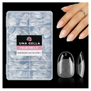 UNA GELLA Short Oval Round Nail Tips, Pre Etched Short Oval Gel Nail Tips Soft Gel Full Cover Press on Nails for Nails Extension Art DIY Salon 216Pcs 12 Sizes