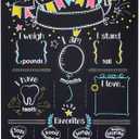 Blue Panda Baby Milestone Chalkboard - Monthly Photo Prop & Baby Growth Board - Birthday Milestones Board - Reusable Chalk Surface & Infant Tracker - 12 x 15.6 in, Vertical, Blue