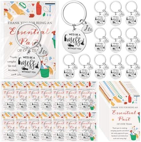 Henoyso Housekeeping Appreciation Gift Bulk Keychains Environmental Services Week Gift for Cleaners Employee Coworker, Set of 2