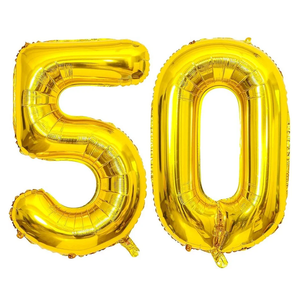 40 Inch Gold 50 Number Balloons Giant Jumbo Huge 50 Foil Mylar Helium Number Digital Balloons Gold Birthday Mylar Digital Balloons 50th Birthday Parth 50th Anniversary Events Party Decorations Pack of 5