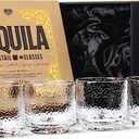 GLASSIQUE CADEAU Tequila Sipping and Cocktail Glasses | Set of 4 | 10 oz Hammered Rocks Glasses for Drinking Mezcal, Margarita, Paloma | Thick Lowball Glasses | Tequila Glassware Collection