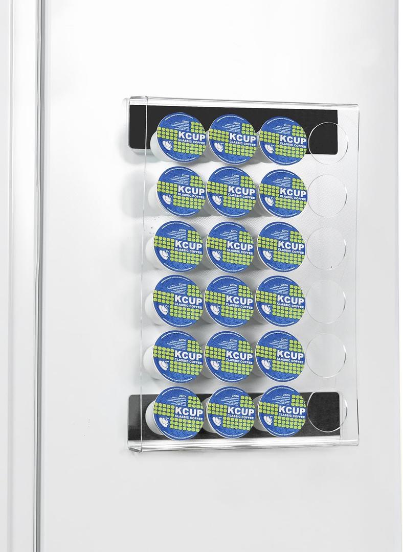 Magnetic K Cup Holder for Refrigerator, 24 K-Cup Acrylic Coffee Pod Holder with Magnets, Pod Organizer Storage for Home/Office, Coffee Station Organizer for Fridge, Drawer, 13.5"x9"x2.25"