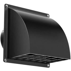 4 Inch Dryer Vent Cover Outside, HG Power Metal Exterior Vent Cover with Removable Screen & Cushioned Non-Return Flap, Air Wall Vent for House, Range Hood, AC, Opening Diameter: 3.81" Black