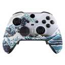 eXtremeRate The Great Wave Patterned Faceplate Cover, Soft Touch Front Housing Shell Case Replacement Kit for Xbox One Elite Series 2, Xbox Elite 2 Core Controller Model 1797 - Accent Rings Included