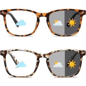 Reading Glasses for Women Men 2 Pack Photochromic Gray Sunglasses Stylish Blue Light Blocking Computer Readers