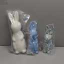 Wesiti 3 Pack Flocked Bunny Easter Decorations 9/10/13 Inch Flocked Bunny Figurines with Bow Tie Spring Easter Tabletop Centerpieces Rabbit Statue for Home Indoor Table Shelf Decor