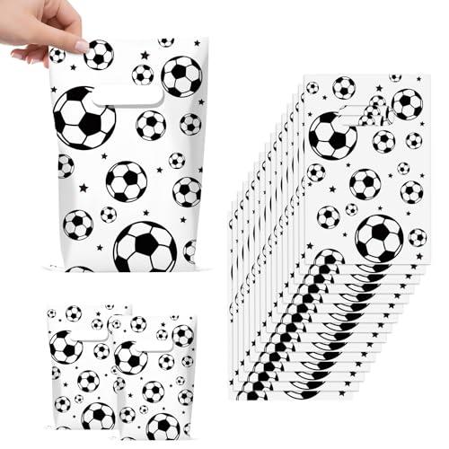 Infankey 50 PCS Soccer Gift Bags Plastic Soccer Goodie Goody Treat Snack Candy Bags Soccer Present Party Favor Bags Soccer Party Bags for Sports Theme Birthday Party Decoration Supplies, Set of 3