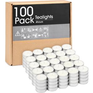 Unscented Tealight Candles - 100 Pack 4 Hours Smokeless White Small Tea Candles for Weddings,Warmer Home Decor for Home