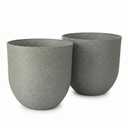 10 Inch Plant Pots Stone Finish Lightweight Flower Planter with Drainage Hole for Outdoor Garden Patio Indoor Greenery, Set of 2, Speckled Grey