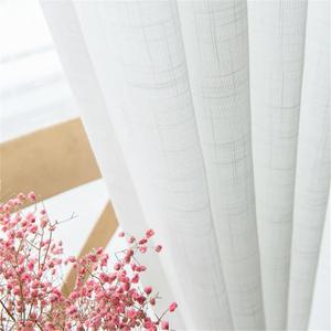 Cotton And Linen White Lace Curtain for Bedroom, Linen Voile Eyelet Net CurtainsEmbroidered Curtain 1 Panel, 4'8"