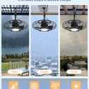 Outdoor Ceiling Fan with Light,20in Gazebo Fan with Remote and APP, 6 Speed,Dimmable 3 Color,Waterproof Cage Fan for Patio,Porch, Pergola,Canopy (Matte Black), Small