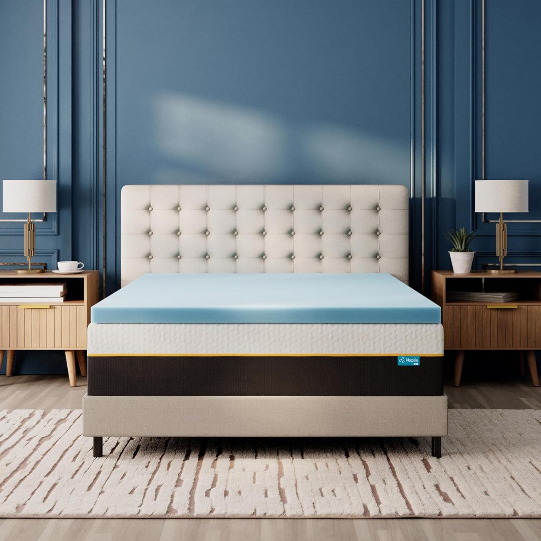Memory Foam Mattress Topper Queen, Cooling Mattress Topper 4 Inch | Gel Infused Foam Mattress Topper for Queen Size Bed, Pressure Relief for Hot Sleepers, Plush Feel, CertiPUR-US Certified