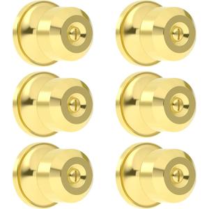 6 Pack Privacy Gold Door Knob with Lock,Door Knobs Interior for Bedroom or Bathroom Heavy Duty Gold Handle for Left Right Sided Doors