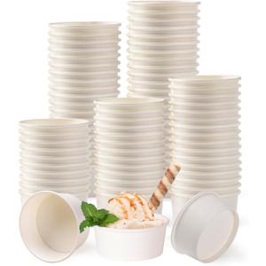 200 Count 5 OZ Disposable White Ice Cream Cups Medium Hot and Cold To Go Cups Paper Cup Takeout Food Container