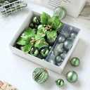 Christmas Ball Ornament Set, 48Pcs Green Plastic Christmas Tree Hanging Decorations with Gift Package for Xmas Winter Holiday Wedding Party Decor