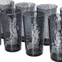 BPA-Free Plastic Tumblers 8 Pack (8x22oz) | Reusable Dishwasher Safe | Stackable Shatterproof Cups | Plastic Drinkware & Drinking Tumblers for Restaurant, Home, Party (Gray)
