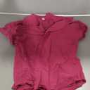 Womens Button Down Shirt Casual Short Sleeve Collared Work Blouse with Pocket (Small, A-07 Shocking Pink)