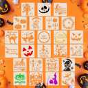 6" Halloween Stencils for Painting on Wood, 25 Pcs Reusable Plastic Drawing Spraying Templates for Greeting Cards, Crafts, Ornaments, Wall, Window, Door - Holiday DIY Decoration