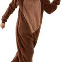 Adult Animal Onesie Pajamas Unisex Snug-Fit Sleepwear for Halloween Home Lounging Costume Parties (Medium, Bear)