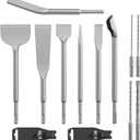 GSTK 11PCS Carbide SDS PLUS Chisel Set, SDS PLUS Drill Rotary Hammer Bits Drill Cleaning Concrete Tile Set Drill Chisel Set, Ideal for Removing Tiles, Mortar, Bricks, Stones, Concrete, Blocks