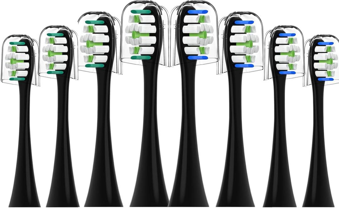 Replacement Toothbrush Heads for Philips Sonicare - 8 Pack Soft Gentle Bristles Compatible with Most Sonicare Click-On Electric Toothbrushes (Black)