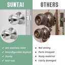 SUNTAI 6 Pack Privacy Door Knobs, Satin Nickel Round Doorknobs Interior/Exterior Lockset, Keyless Door Handle with Lock for Bedrooms/Bathrooms
