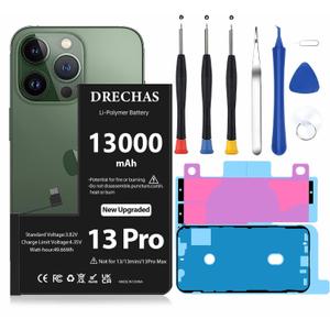 [13000mAh]Battery for iPhone 13 Pro, 2025 New Upgraded High Capacity Li-Polymer Replacement Battery for iPhone 13Pro Models A2636 A2638 A2639 A2640 A2483 with Complete Professional Repair Tool Kit